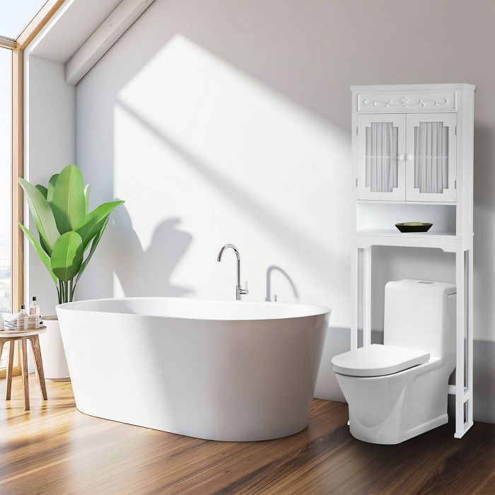 Lisbon Over Toilet Space Saver Étagère White - Elegant Home Fashions