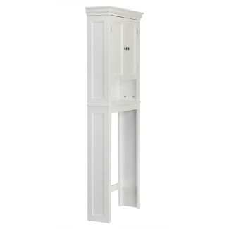 Bourbon Space Saver with Two Contemporary Doors and An Open Shelf Over The Toilet Etagere White - Elegant Home Fashions