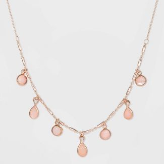 Hanging Circles and Drops Short Necklace - A New Day™ Pink