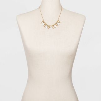Semi-Precious Sunstone in Worn Gold Frontal Statement Necklace - Universal Thread™ Gold/White