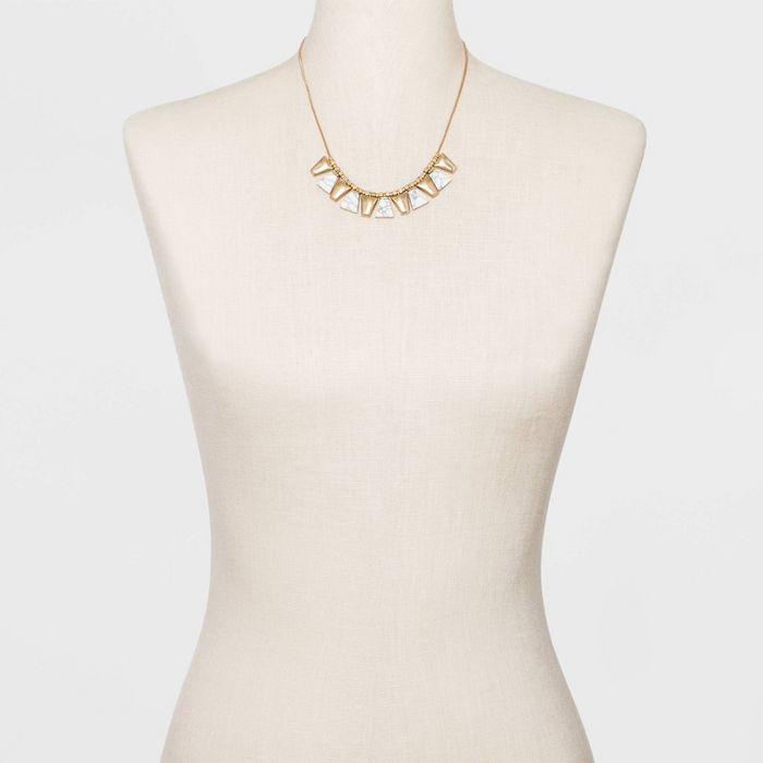 Semi-Precious Sunstone in Worn Gold Frontal Statement Necklace - Universal Thread™ Gold/White