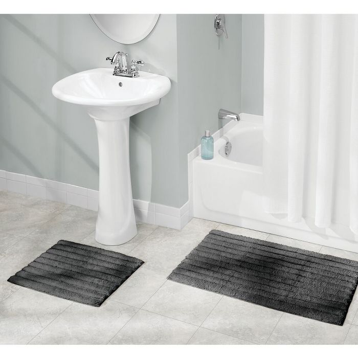 mDesign Soft Cotton Spa Mat Rug for Bathroom, Varied Sizes, Set of 3