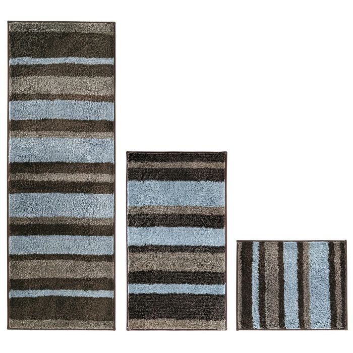 mDesign Striped Microfiber Bathroom Spa Mat Rugs/Runner, Set of 3