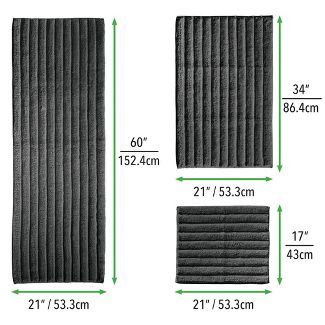 mDesign Soft Cotton Spa Mat Rug for Bathroom, Varied Sizes, Set of 3