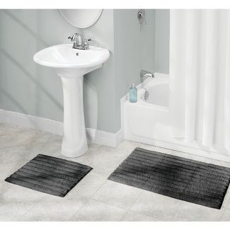 mDesign Soft Cotton Spa Mat Rug for Bathroom, Varied Sizes, Set of 3
