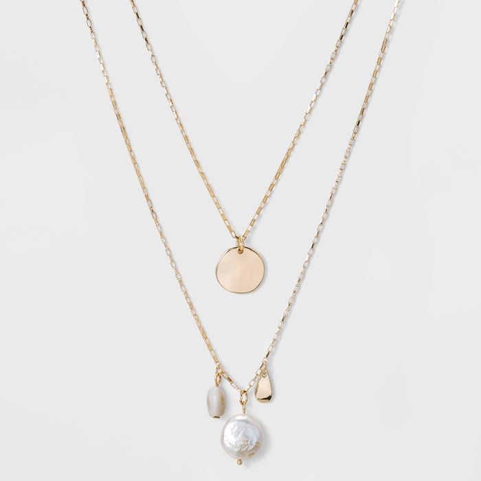 Two Row Pearl Necklace - A New Day™ Gold