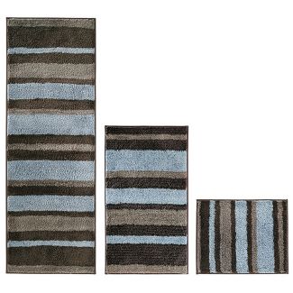 mDesign Striped Microfiber Bathroom Spa Mat Rugs/Runner, Set of 3