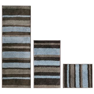 mDesign Striped Microfiber Bathroom Spa Mat Rugs/Runner, Set of 3