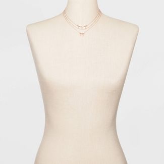 Three Rows and Bar Layered Necklace - A New Day™ Rose Gold
