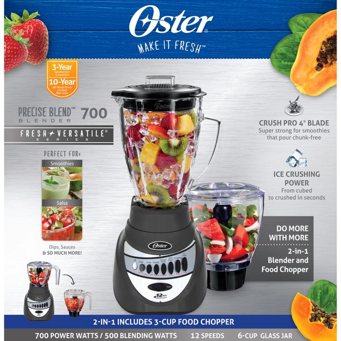 Oster Precise Blend Blender 700 + Food Chopper Gunmetal