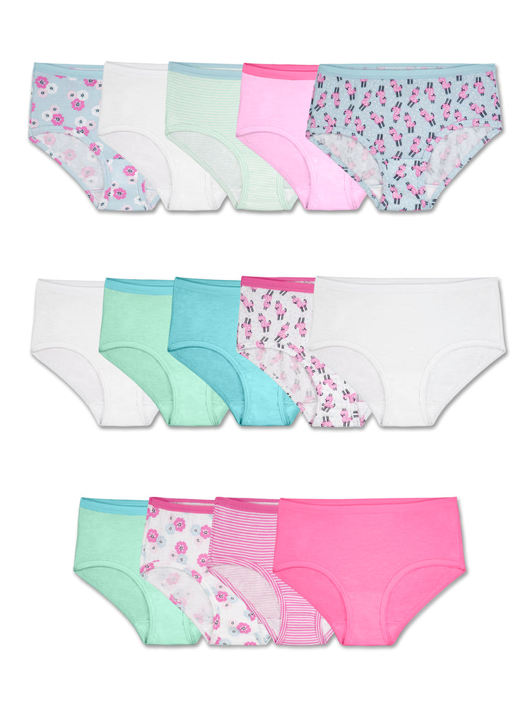 Girls Assorted Cotton Brief Underwear, 14 Pack Panties (Little Girls & Big Girls)