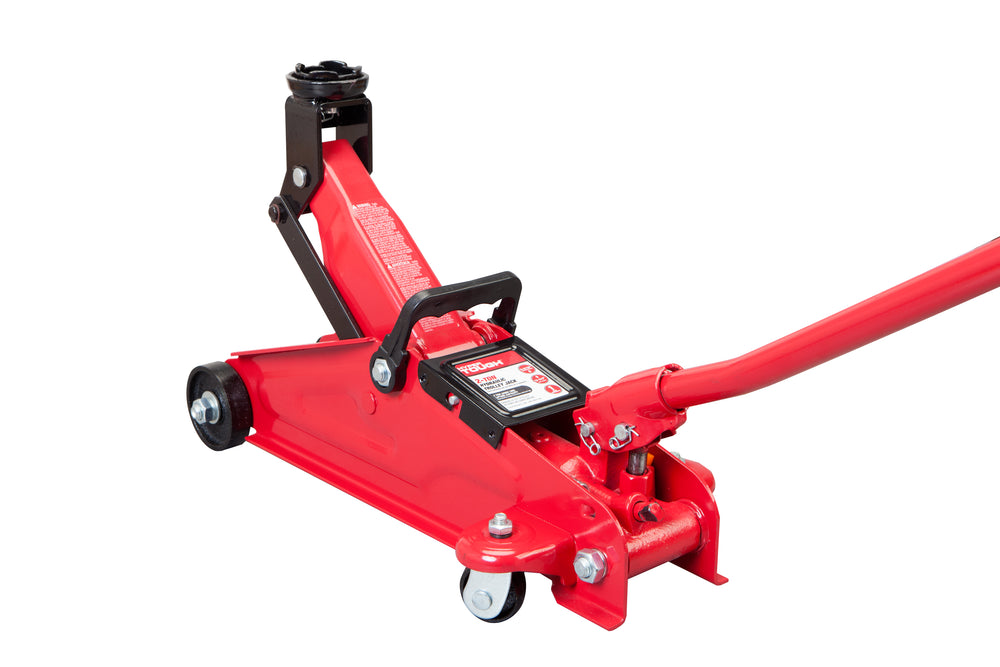 Hyper Tough 2 Ton Trolley Jack with Compact Design. Min.Height: 5-5/16