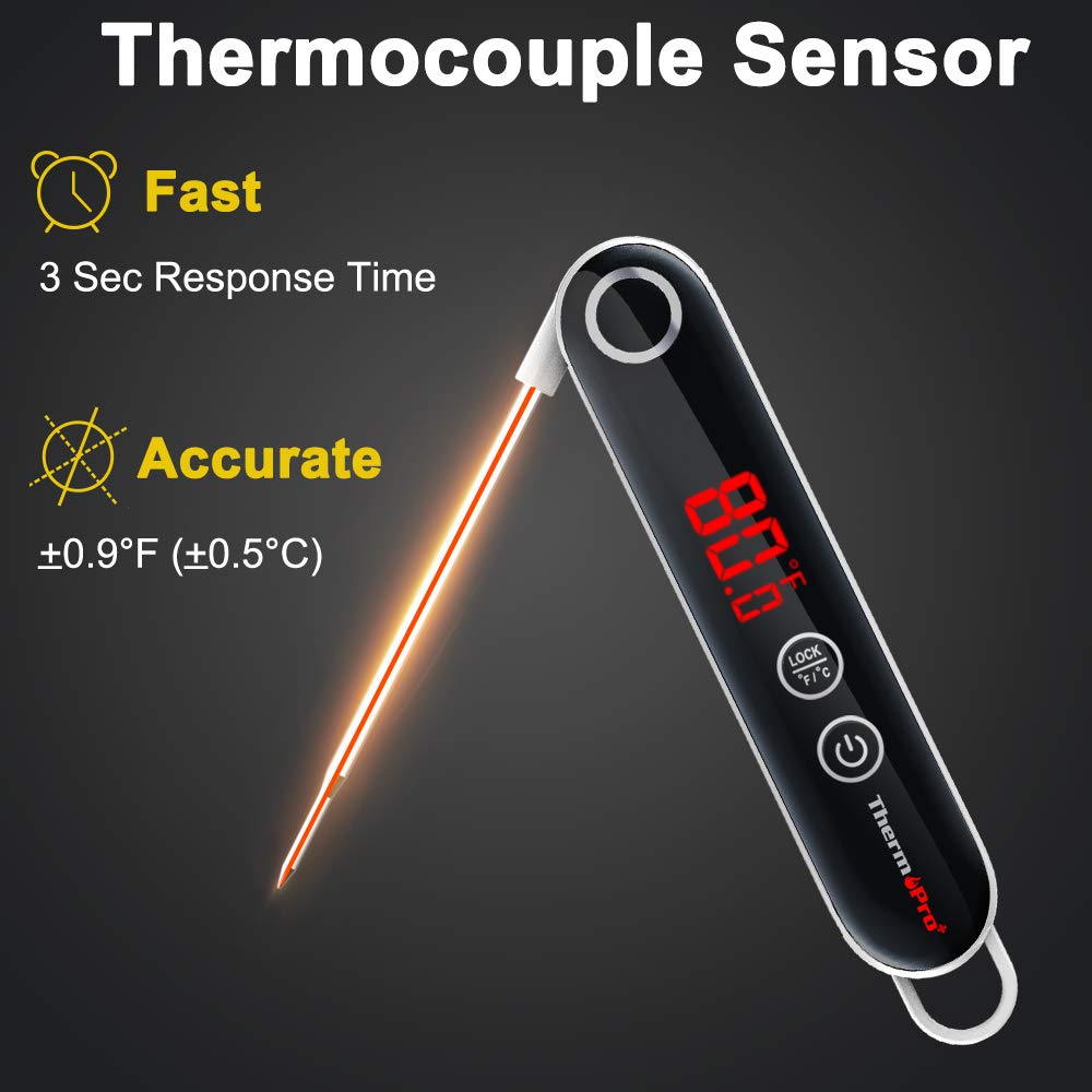 ThermoPro TP18 Ultra Fast Meat Thermometer with Thermocouple Instant Read Thermometer for Kitchen Cooking Food Candy Thermometer for Bbq Grill Smoker Deep Fry Oil Thermometer