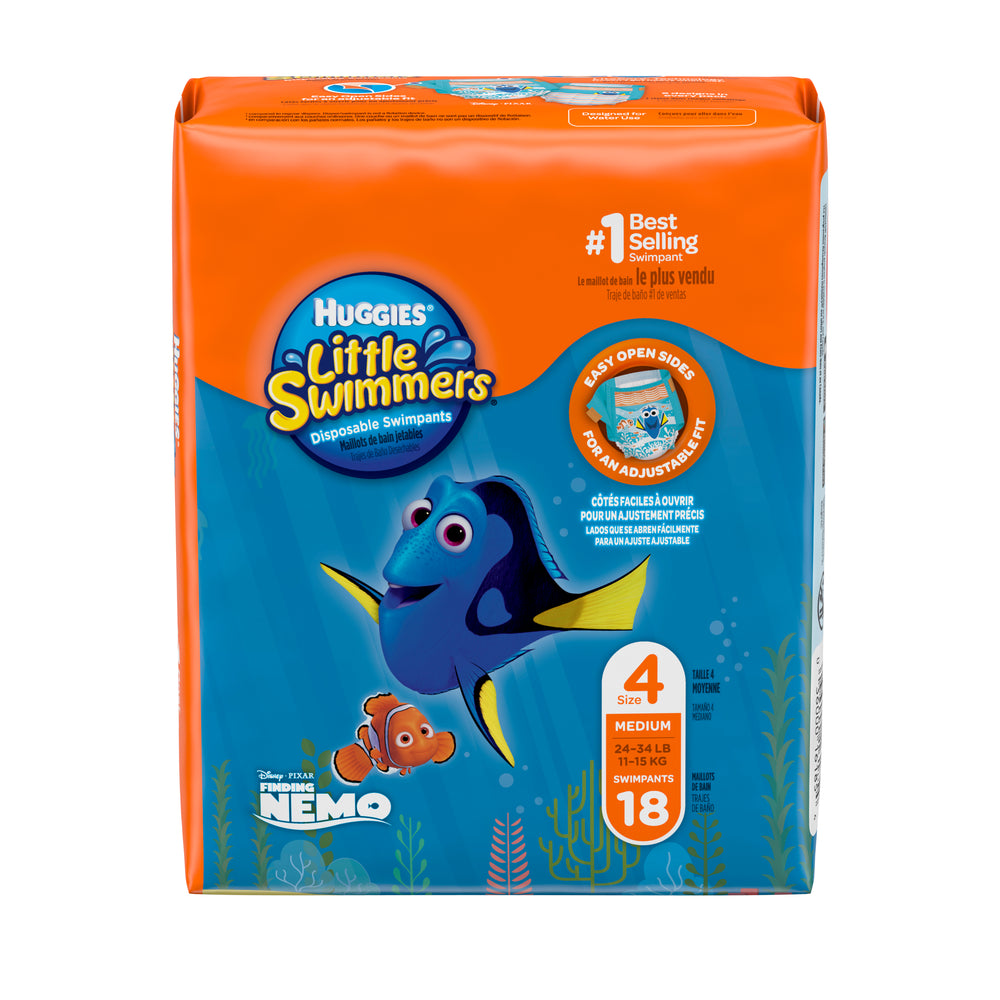 HUGGIES Little Swimmers Disposable Swim Diapers, Size Medium, 18 Count