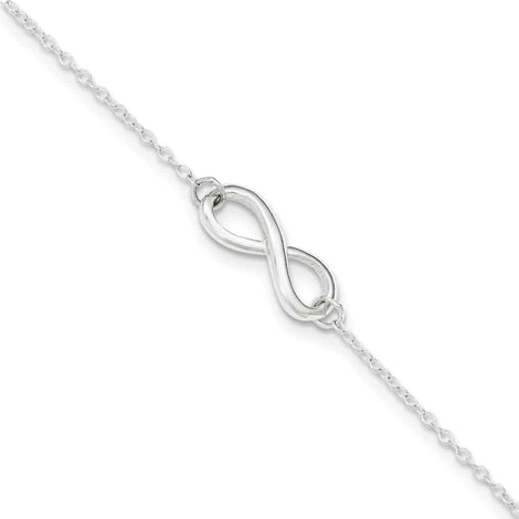 Primal Silver Sterling Silver Polished with 1-inch Extension Infinity Symbol Anklet