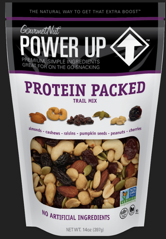 Power Up Protein Packed Trail Mix from Gourmet Nut, 14 oz. Resealable Bag, Gluten Free, Good Source of Protein