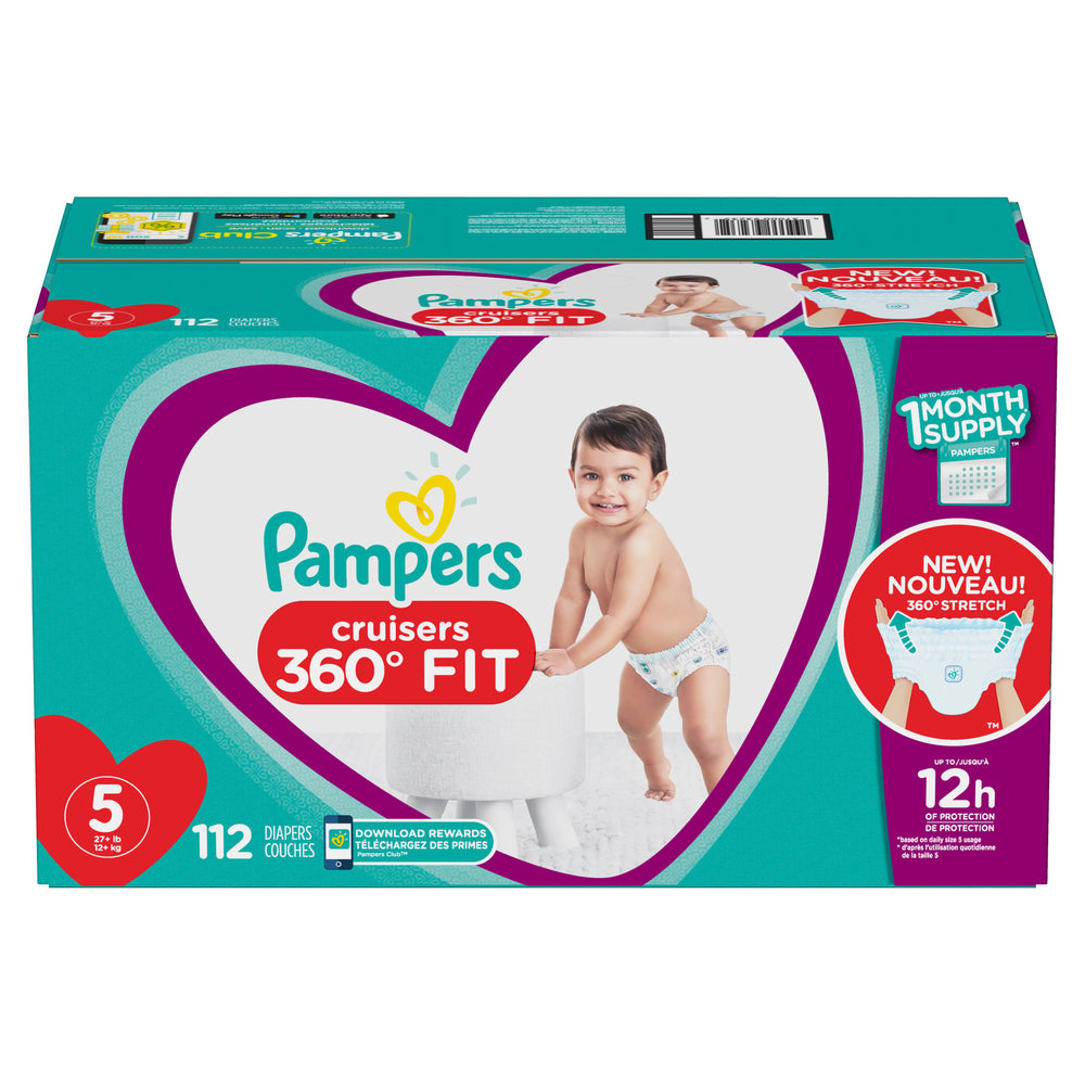 Pampers Cruisers 360 Fit Active Comfort Diapers, Size 5, 112 Ct