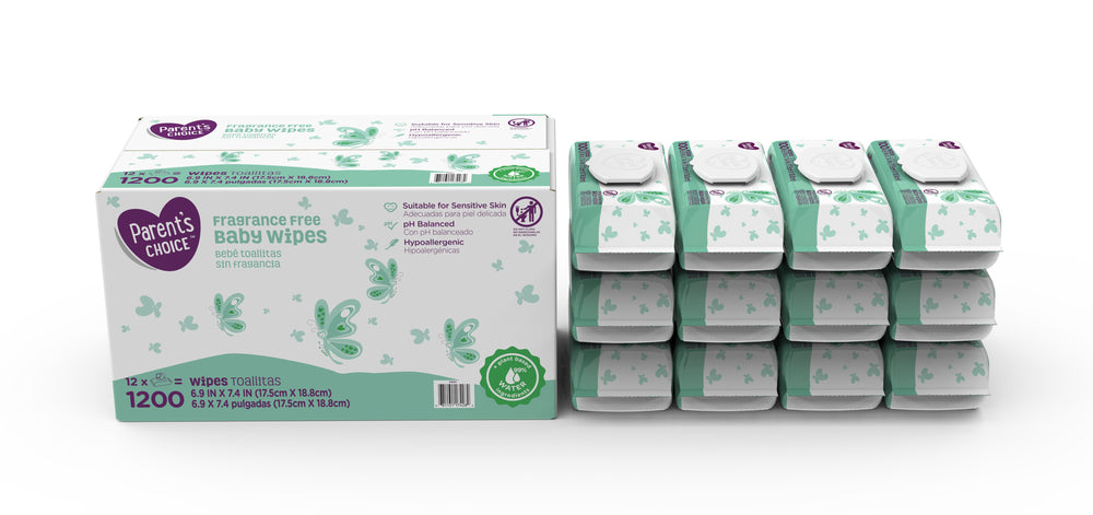 Parent's Choice Fragrance Free Baby Wipes, 12 Flip-Top Packs (800 Count)