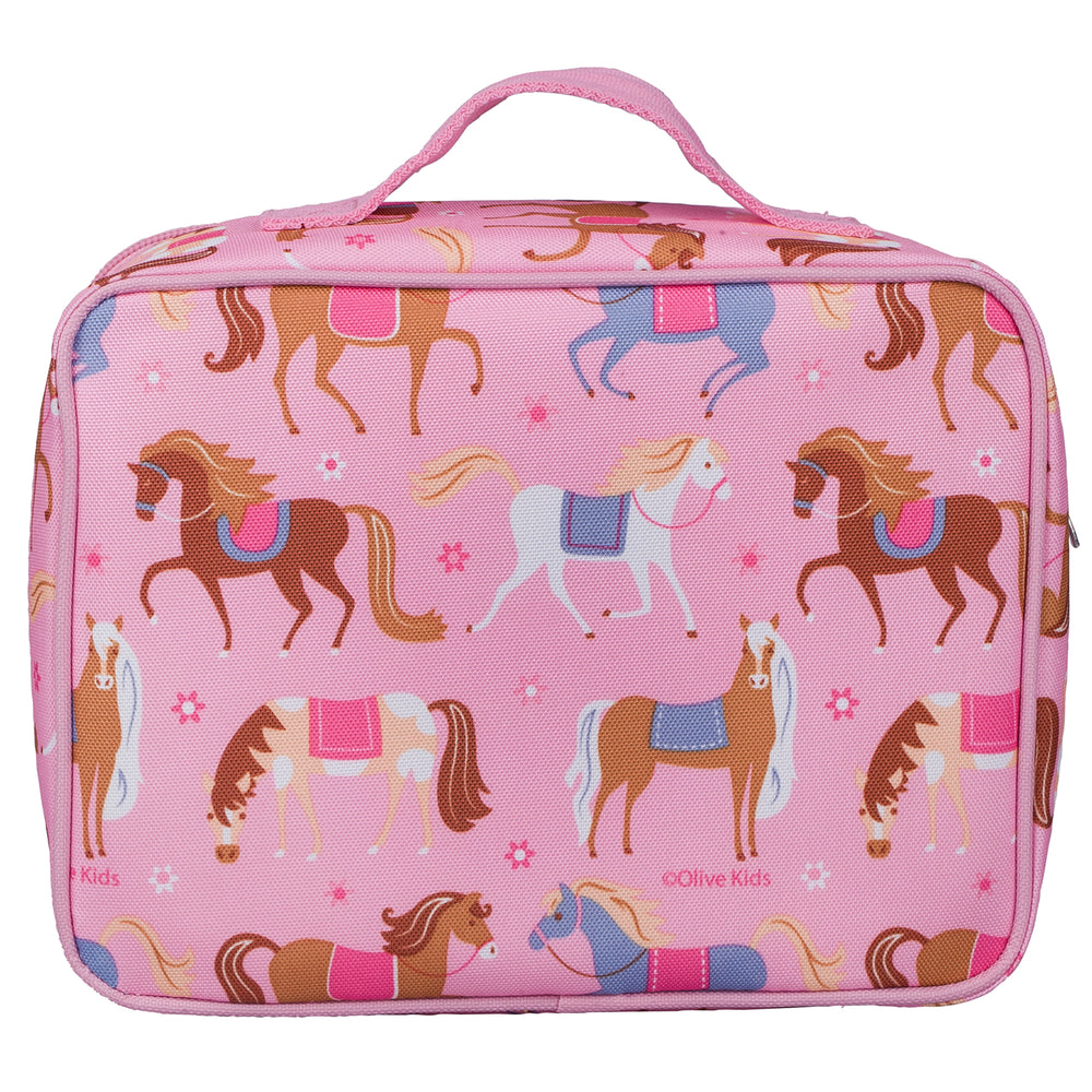 Olive Kids Horses Pink Insulated Lunch Box for Boys and Girls