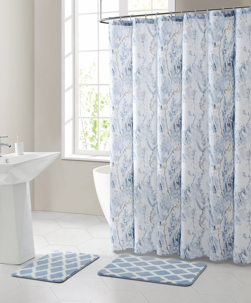 Mainstays Marble 15-Piece Shower Curtain Bath Set