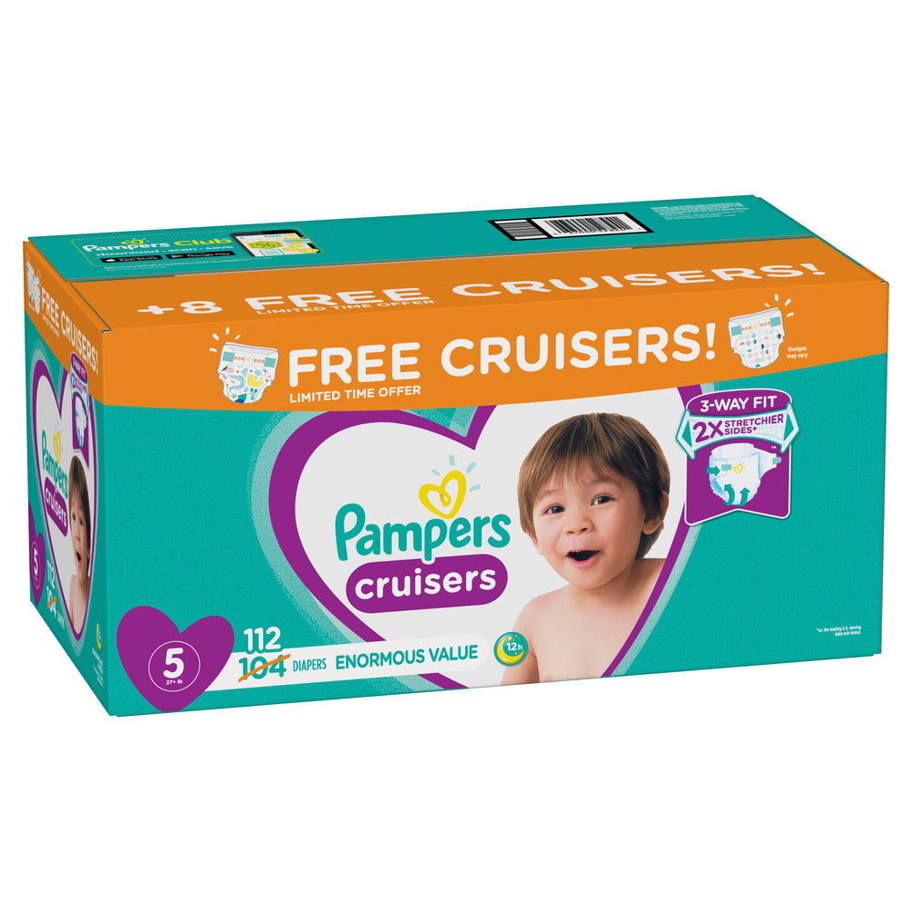Pampers Cruisers Active Fit Diapers, Size 5, Bonus Pack 112 Ct
