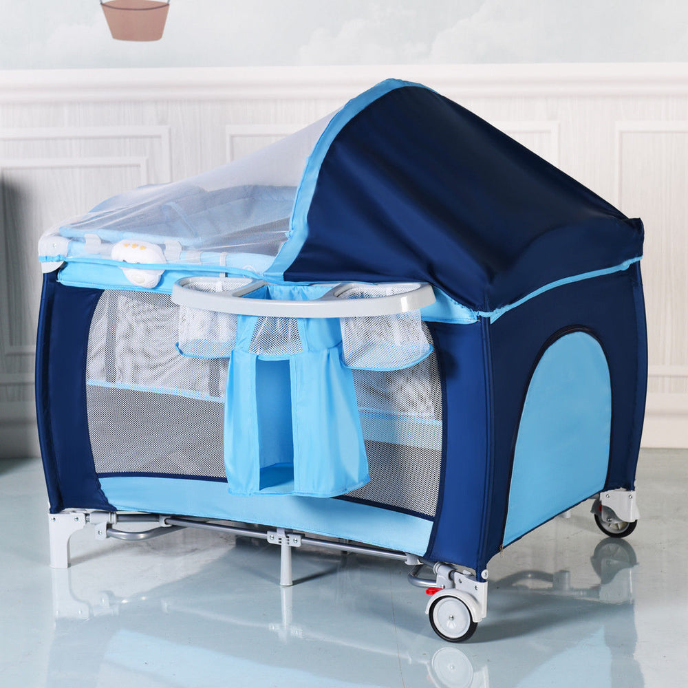 Costway Foldable Baby Crib Playpen Travel Infant Bassinet Bed Mosquito Net Music w Bag