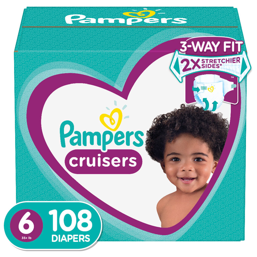 Pampers Cruisers Active Fit Taped Diapers, Size 6, 108 Ct