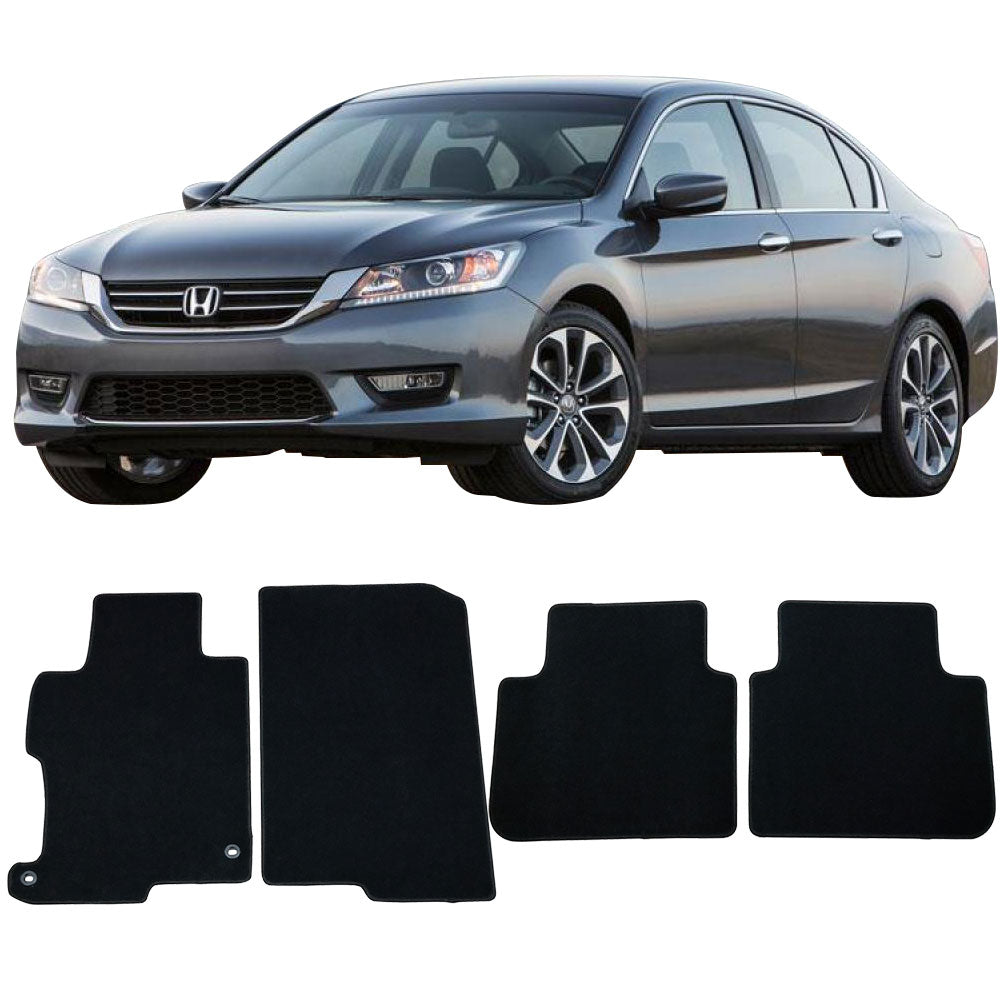 Compatible with 13-17 Honda Accord Floor Mats Carpet Front & Rear Black 4PC - Nylon