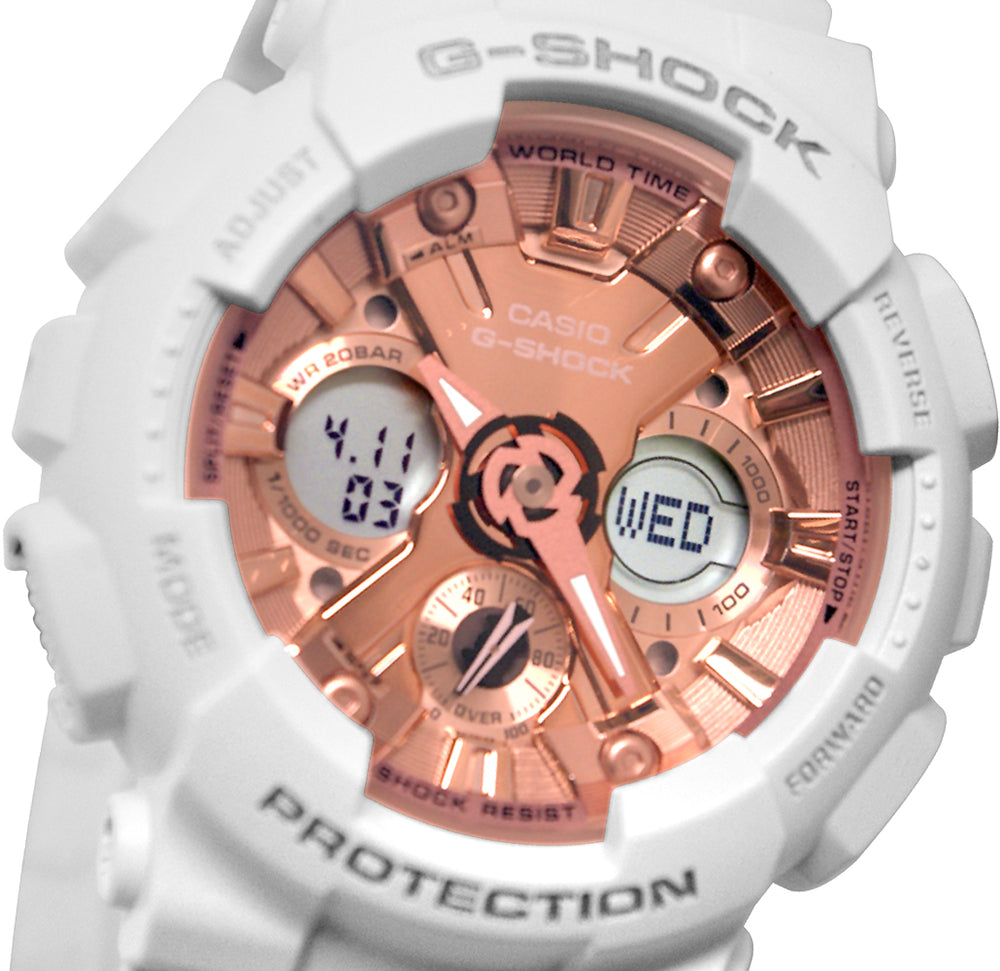 Casio G-Shock Women's Shock Resistant 200 Meter Water Resitant Watch, ( Model GMA-S120MF-7A2CR) - White