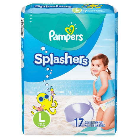 Pampers Splashers Snug Fit Swim Diapers, Size L, 17 Ct