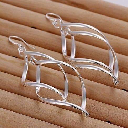 Sterling Silver Interlocking Diamond Spirals Earrings For Woman GOLD