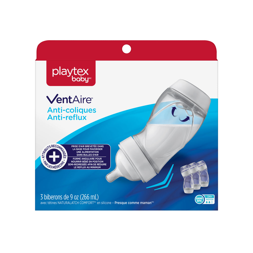 Playtex Baby VentAire Complete Tummy Comfort Baby Bottles, 9 oz, 3 pk