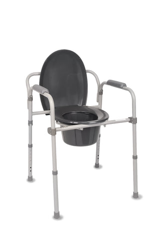 Equate Steel Foldable 3-in-1 Bedside Toilet Commode, 250lb /115Kg Weight Capacity, Gray Seat