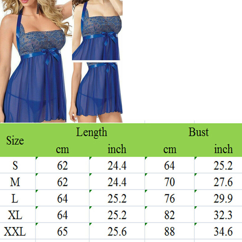 Multitrust Women Plus Size Underwear Lace Sleepwear Lingerie Set Bridal Babydoll Dress