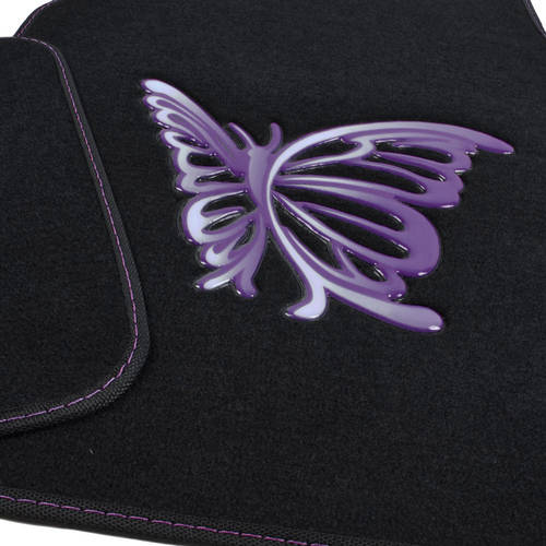 Purple Butterfly Car Floor Mats, 4 Piece Design Mats