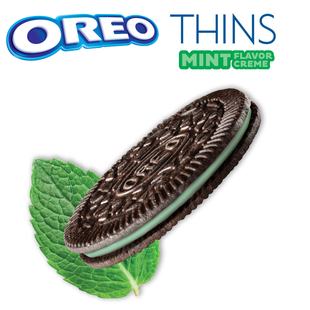 OREO Thins Chocolate Sandwich Cookies, Mint Flavored Creme, 1 Family Size Pack