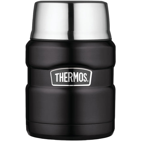 Thermos SK3000BKTRI4 Stainless King Vacuum-insulated Food Jar With Folding Spoon, 16oz (matte Black)