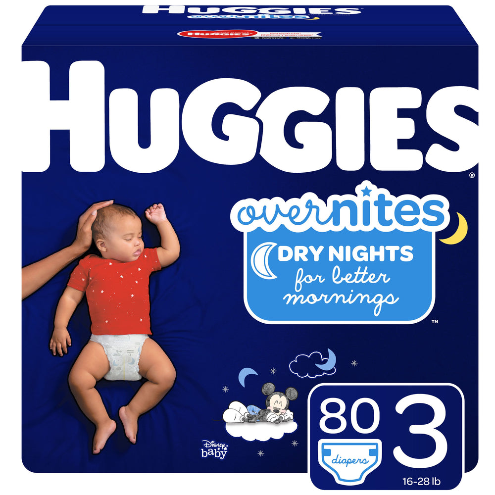 HUGGIES OverNites Diapers, Size 3, 80 Count