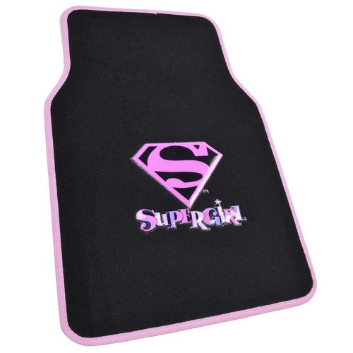 Supergirl Floor Mats for Car, 4-Piece, Universal Fit, Looney Tunes Cartoon Design Auto Accessories