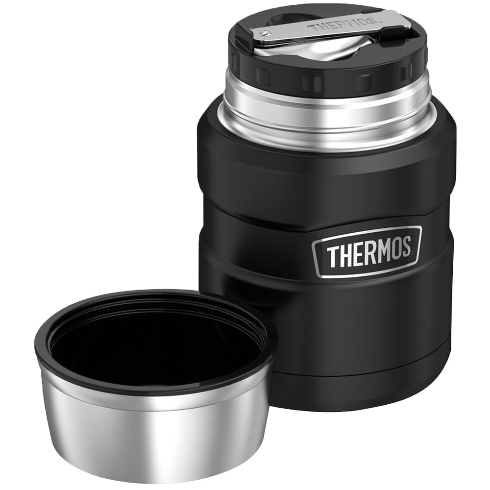 Thermos SK3000BKTRI4 Stainless King Vacuum-insulated Food Jar With Folding Spoon, 16oz (matte Black)