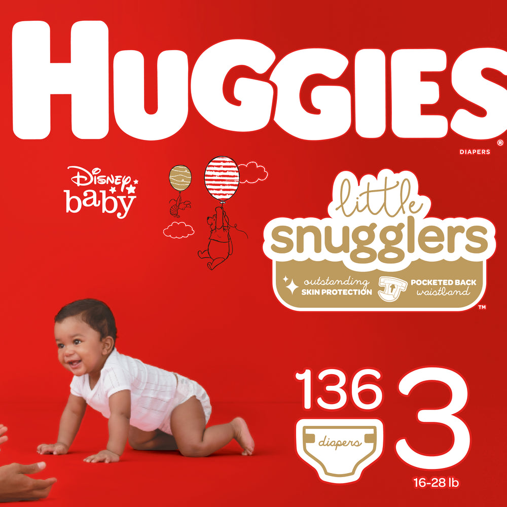 HUGGIES Little Snugglers Diapers, Size 3, 136 Count