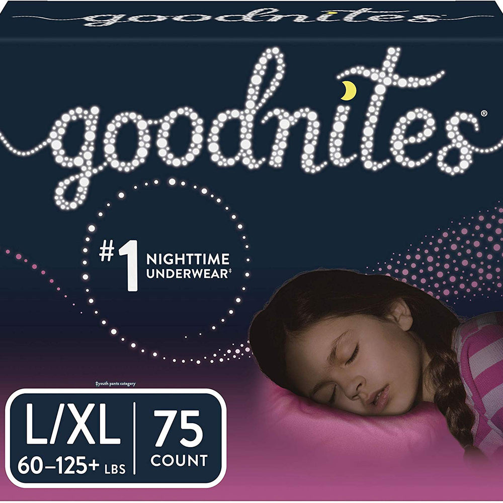 Goodnites Girls Bedtime Bedwetting Underwear, Size L/XL, 75 Count