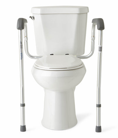 Medline Foldable Toilet Safety Rail & Grab Bar, Toilet Assist, Adjustable Height, Chrome Frame