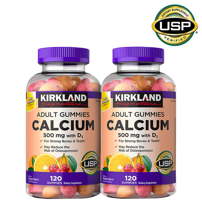 Kirkland Signature Calcium 500 mg with D3, 240 Adult Gummies