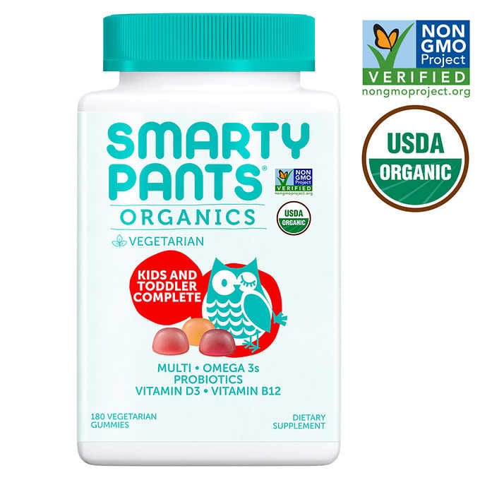 SmartyPants USDA Organic Kids & Toddler Complete Multivitamin, 180 Vegetarian Gummies