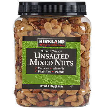 Kirkland Signature Unsalted Mixed Nuts, 2.5 lbs