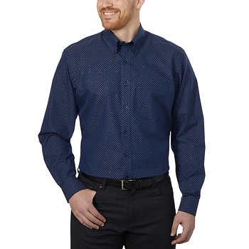 Kirkland Signature Men’s Traditional Fit Dress Shirt, Navy Dash
