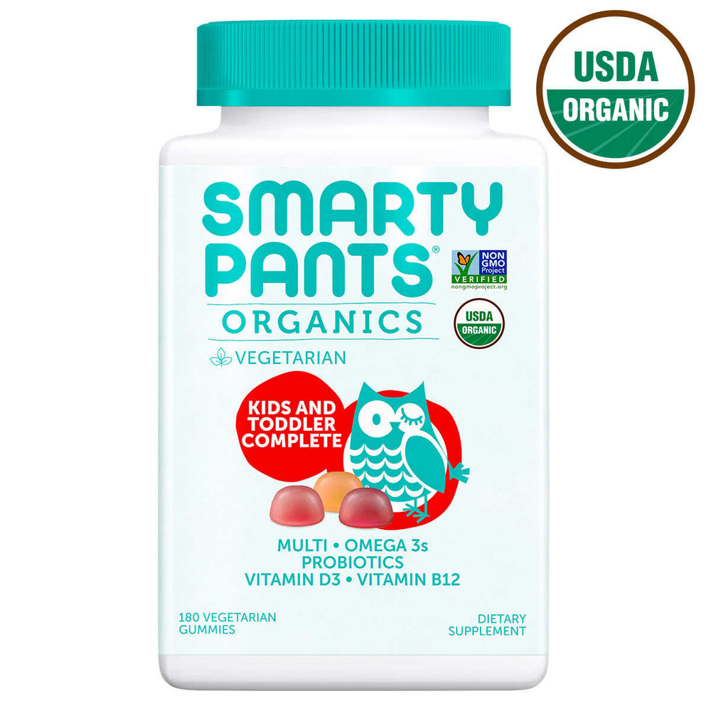 SmartyPants USDA Organic Kids & Toddler Complete Multivitamin, 180 Vegetarian Gummies