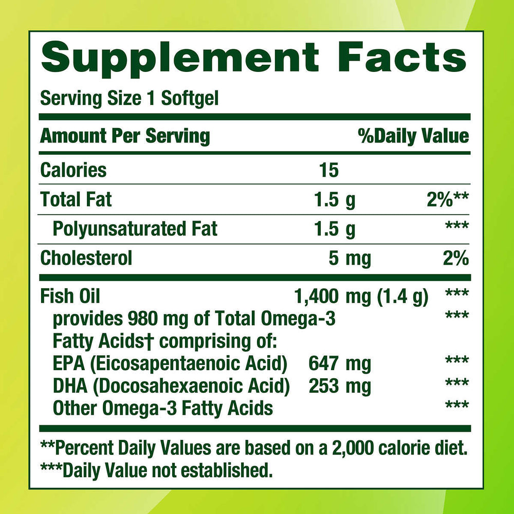 Nature's Bounty Fish Oil 1400 mg., 130 Coated Softgels