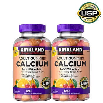 Kirkland Signature Calcium 500 mg with D3, 240 Adult Gummies